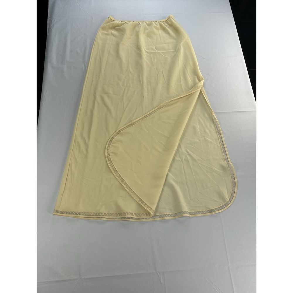 Lady Lynne Vintage Union Made Long Half Slip Champagne Lace Trim Size M USA